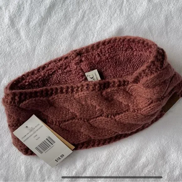 C.C set infinity scarf headband mittens dark rose - Picture 2 of 5